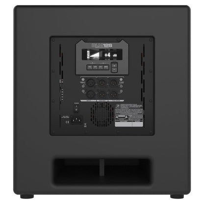 Rear ports view of Mackie DLM12S 12" 2000W Powered Loudspeaker on white background