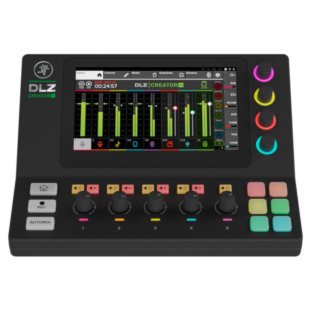 Front view of Mackie DLZ Creator XS Adaptive Digital Streaming Mixer on white background