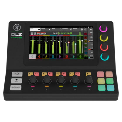 Front view of Mackie DLZ Creator XS Adaptive Digital Streaming Mixer on white background