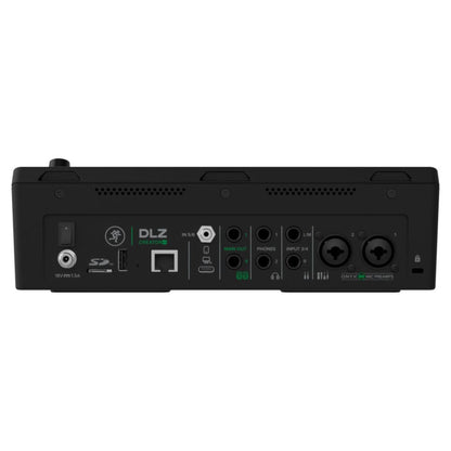 Rear ports view of Mackie DLZ Creator XS Adaptive Digital Streaming Mixer on white background