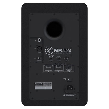 Rear ports view of Mackie MR824 8" Powered Studio Monitor on white background