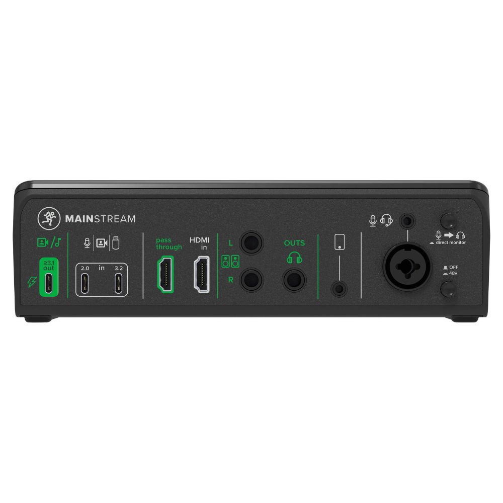 Rear ports view of Mackie MainStream Live Streaming and Video Capture Interface on white background