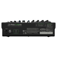 Rear ports view of Mackie ProFX10 GO Battery-Powered Mixer on white background