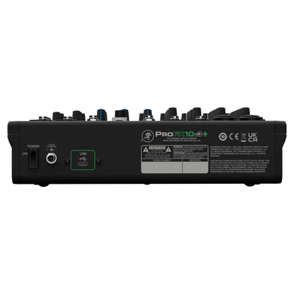 Rear ports view of Mackie ProFX10v3+ 10-Channel Analog Mixer w/ USB Recording & Bluetooth on white background