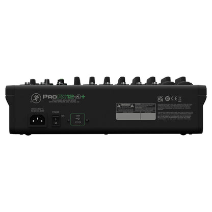 Rear ports view of Mackie ProFX12v3+ 12-Channel Analog Mixer w/ USB Recording & Bluetooth on white background