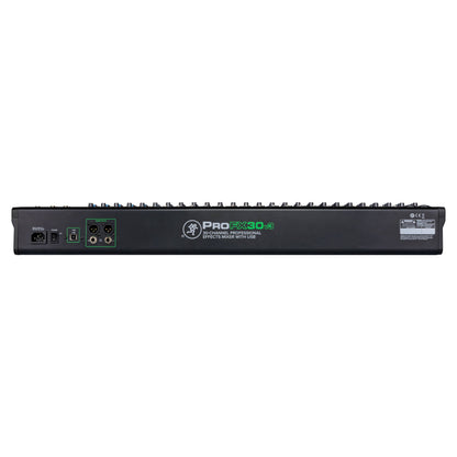 Rear ports view of Mackie ProFX30v3 30-Channel Professional USB Mixer on white background