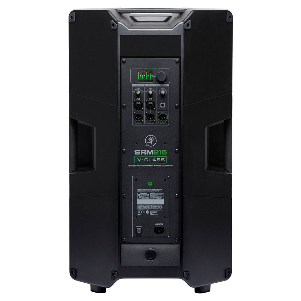 Rear ports view of Mackie SRM215 V-Class 15" 2000W High-Performance Powered Loudspeaker on white background