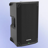 Angled view of Mackie Thump12v4 12” Professional Powered Loudspeaker on purple background