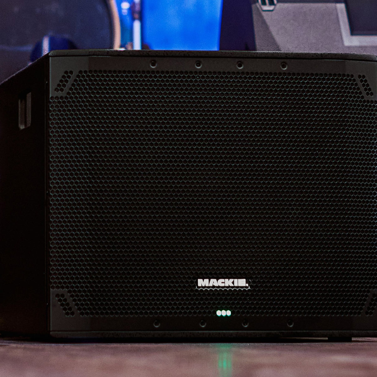 Angled view of Mackie Thump18Sv4 18" Professional Powered Subwoofer on stage