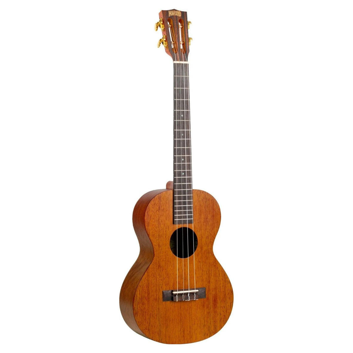 Front view of Mahalo MJ4 Java Series Baritone Ukulele Transparent Brown on white background