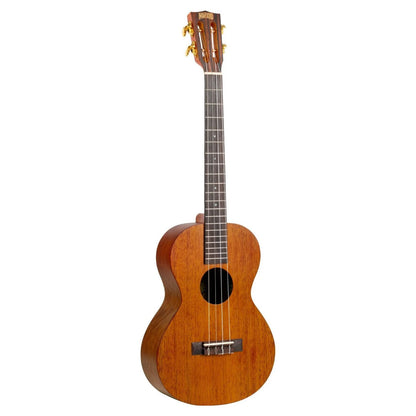 Front view of Mahalo MJ4 Java Series Baritone Ukulele Transparent Brown on white background