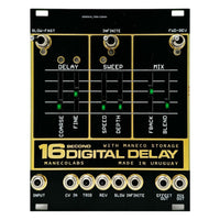 Front view of Maneco Labs 16 Seconds Digital Delay Vintage Eurorack Module on white background