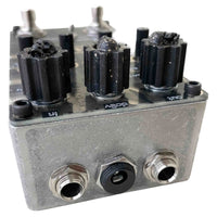 Top ports view of Maneco Labs 4AD Delay and Reverb Pedal on white background