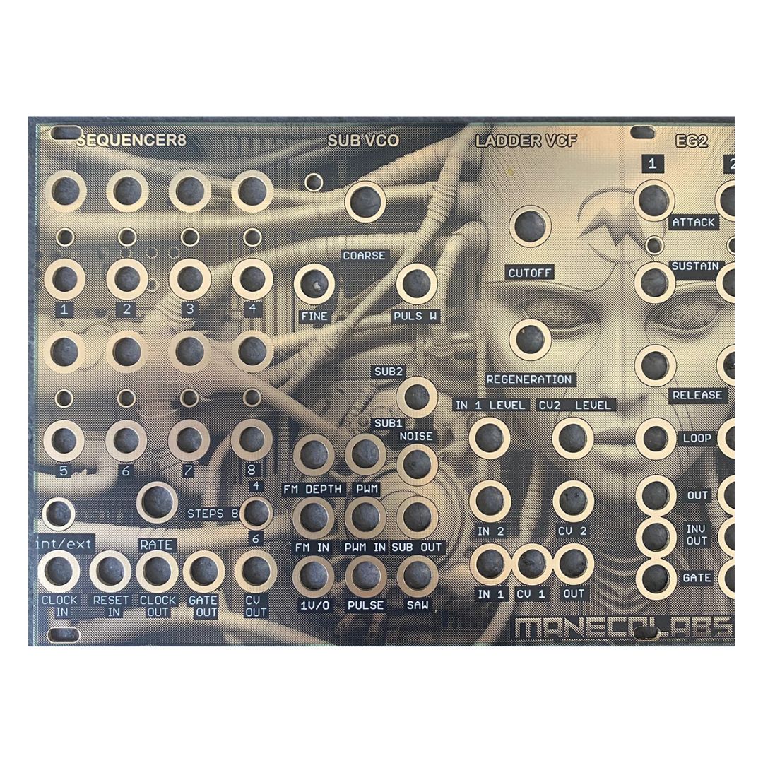 Close up view of left side of Maneco Labs Dark System M1 Table Top on white background