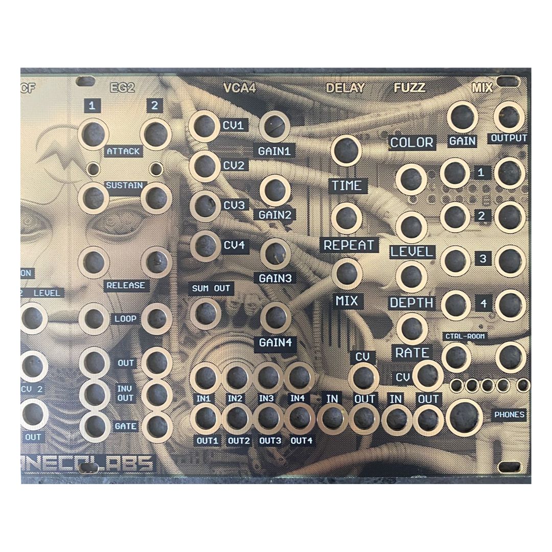 Close up view of right side of Maneco Labs Dark System M1 Table Top on white background