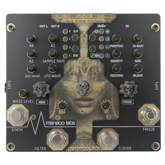 Front view of Maneco Labs Grone Drone Pedal on white background