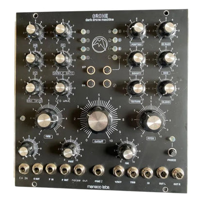 Front view of Maneco Labs Grone Drone Synth Voice Moog 5U Module on white background