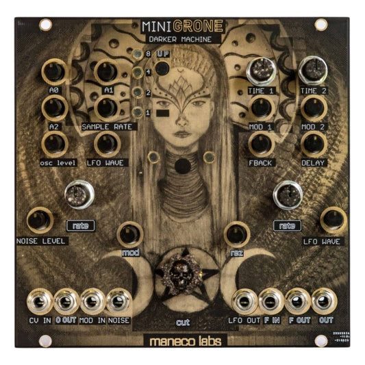 Front view of Maneco Labs Mini Grone Drone Synth Module on white background