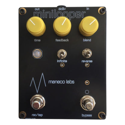Front view of Maneco Labs Mini Looper Pedal on white background