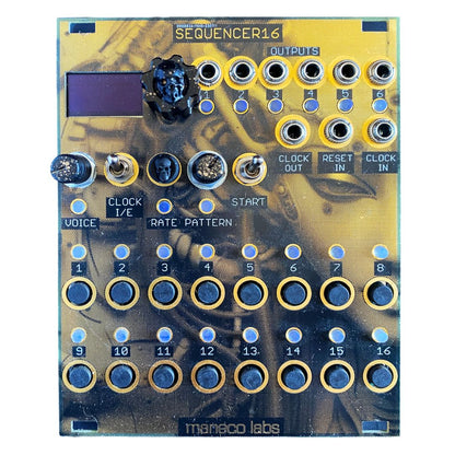 Front view of Maneco Labs SEQUENCER16 Module on white background