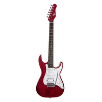 Red electric guitar on a white background