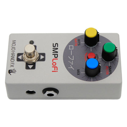 Side jacks view of Mojo Hand FX SMPLoFi Retro Degrader Pedal on white background