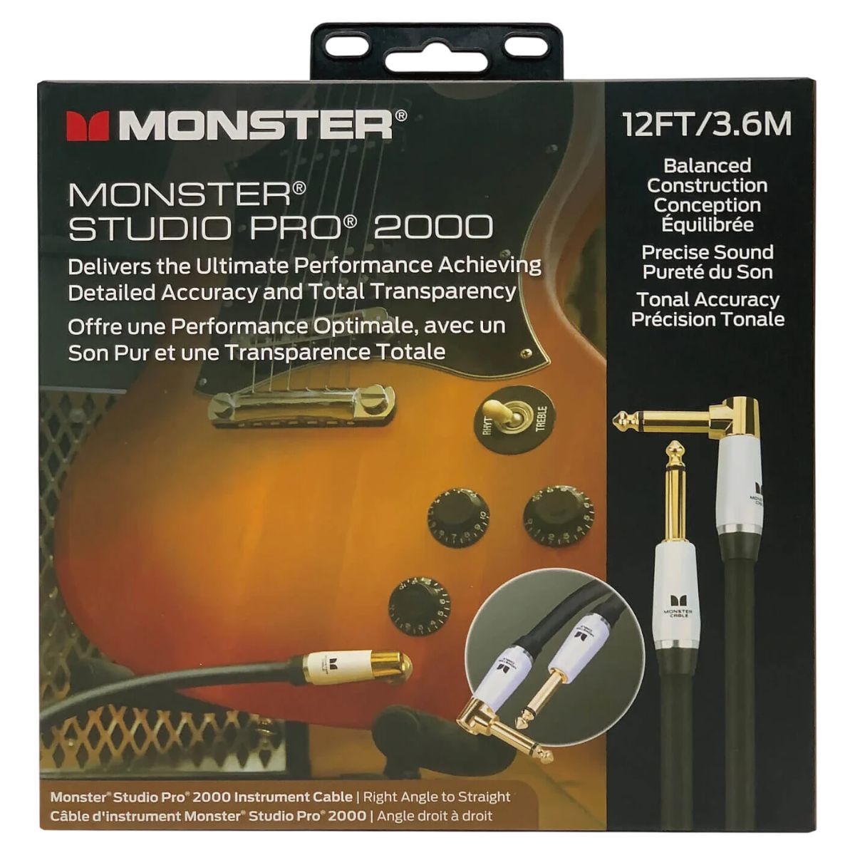 Packaging of Monster SP2000-I-12A Studio Pro 2000 Instrument Cable - 12 foot on white background