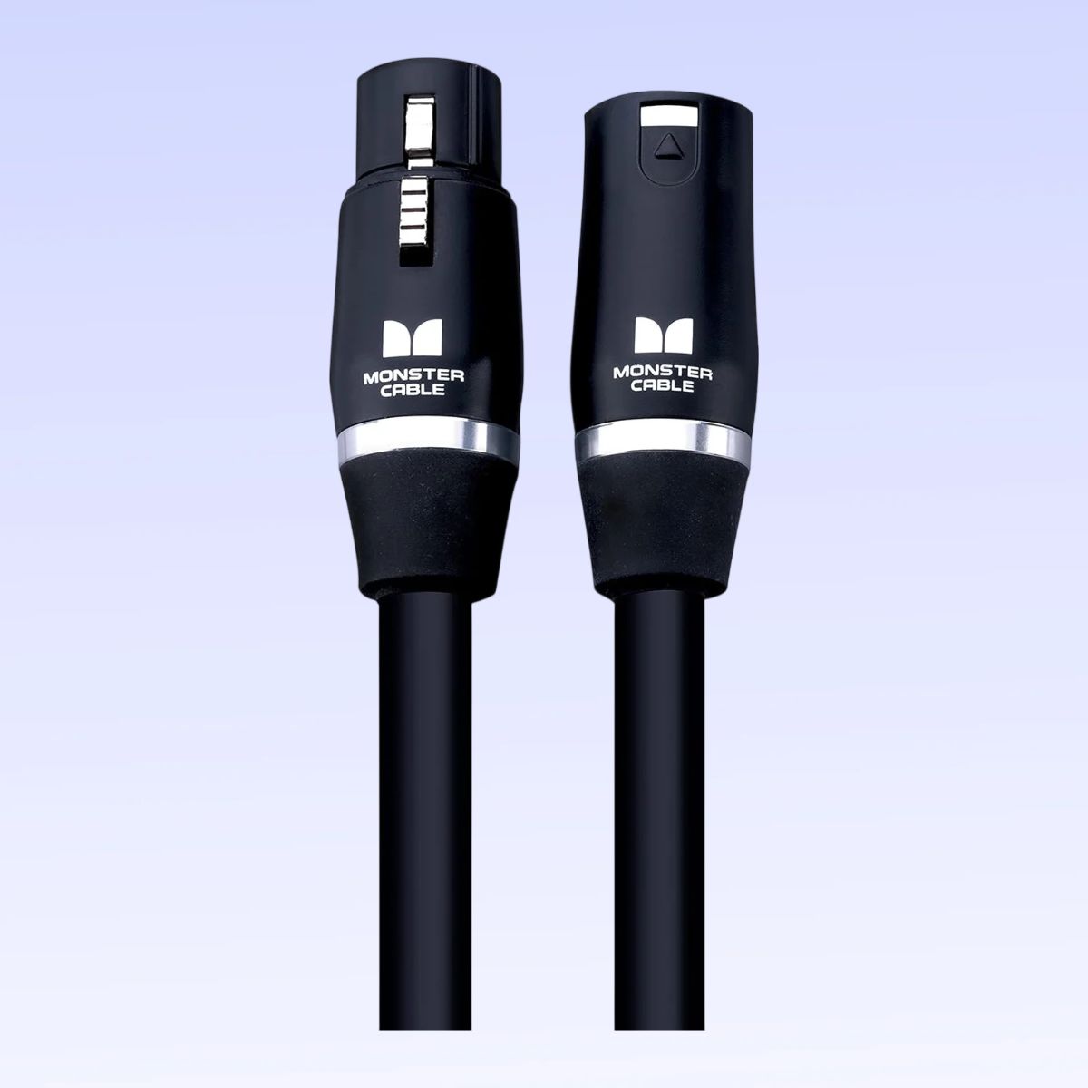 Cable ends of Monster SP2000-M-50WW Studio Pro 2000 Microphone Cable - 50 Foot on purple background