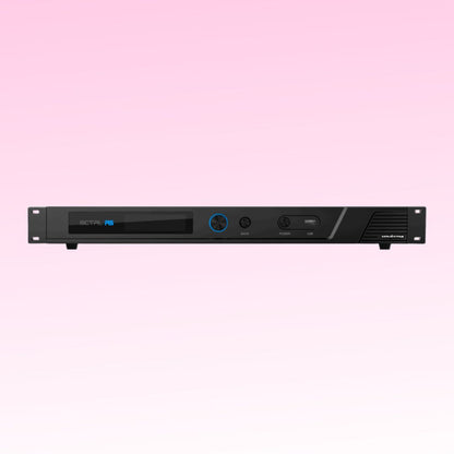 Front view of NovaStar MCTRL R5 LED Screen Controller on pink background