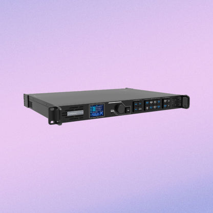 Angled front view of NovaStar VX1000 Lighting Controller on pink and purple gradient background