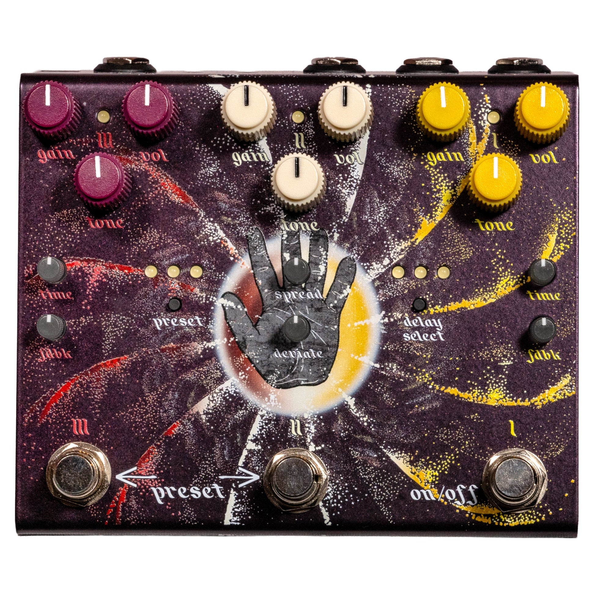 Front view of OBNE Beam Splitter V2 Pedal Warm on white background