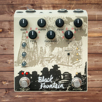 OBNE Black Fountain Pedal V4 Cream On a Wooden Surface