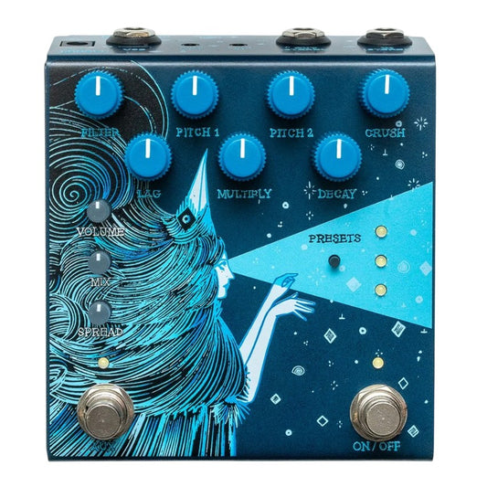 Front view of OBNE Dark Star Pedal V3 Blue on white background