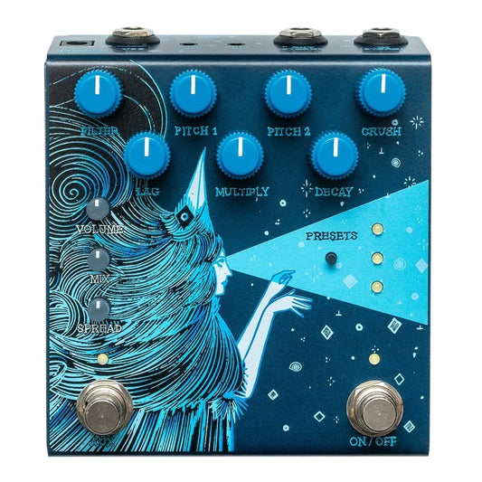 Front view of OBNE Dark Star Pedal V3 Blue on white background