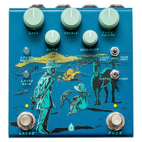 Front view of OBNE Pardner Fuzz Pedal Blue on white background