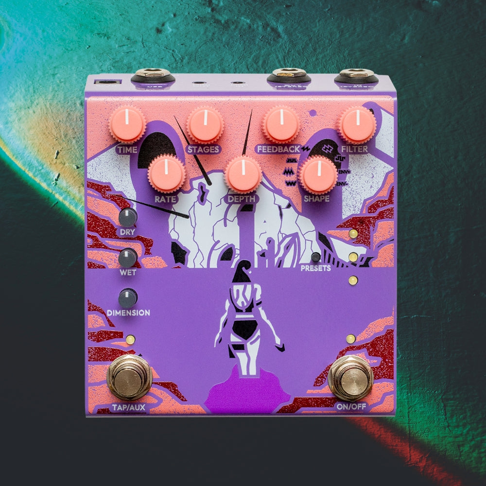 OBNE Bathing Delay Pedal over a Colorful Background