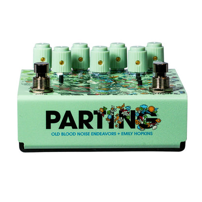 Bottom view of OBNE Parting Glitch Device Pedal Green on white background