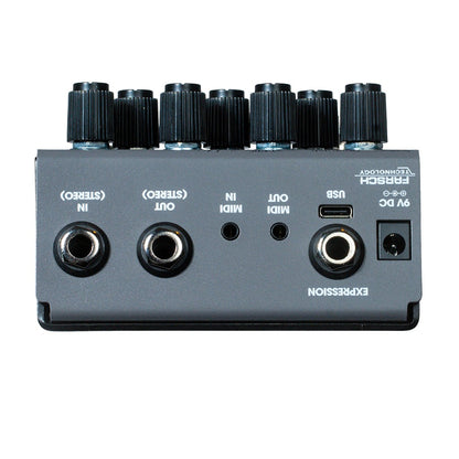 Top jacks view of OBNE Parting Glitch Device Pedal Stone on white background