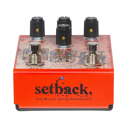 Angled bottom view of Old Blood Noise Setback Reverse Pedal on white background