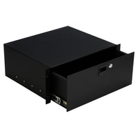 Angled view of On-Stage 4U Locking Rack Drawer on white background