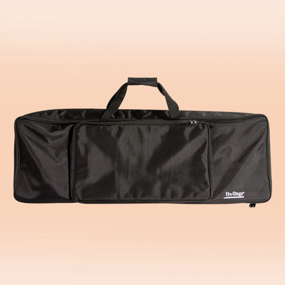 Front view of On-Stage 61-Key Keyboard Bag on orange background