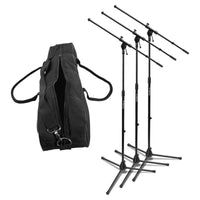 Inclusions of On-Stage Euro Boom Mic Stands with Bag 3 Stands on white background