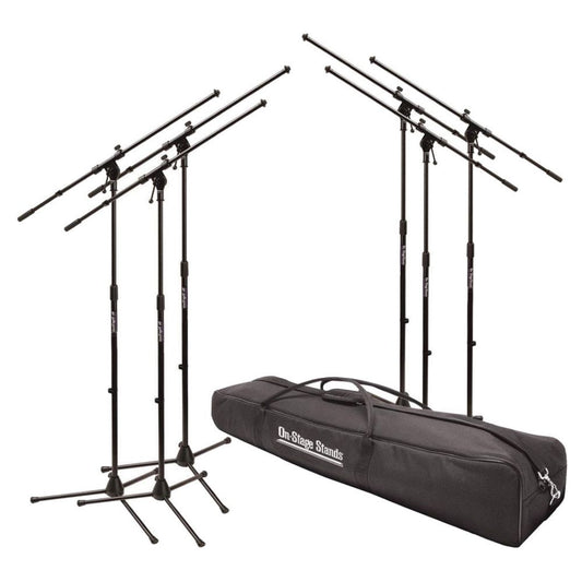 Inclusions of On-Stage Euro Boom Mic Stands with Bag 6 Stands on white background