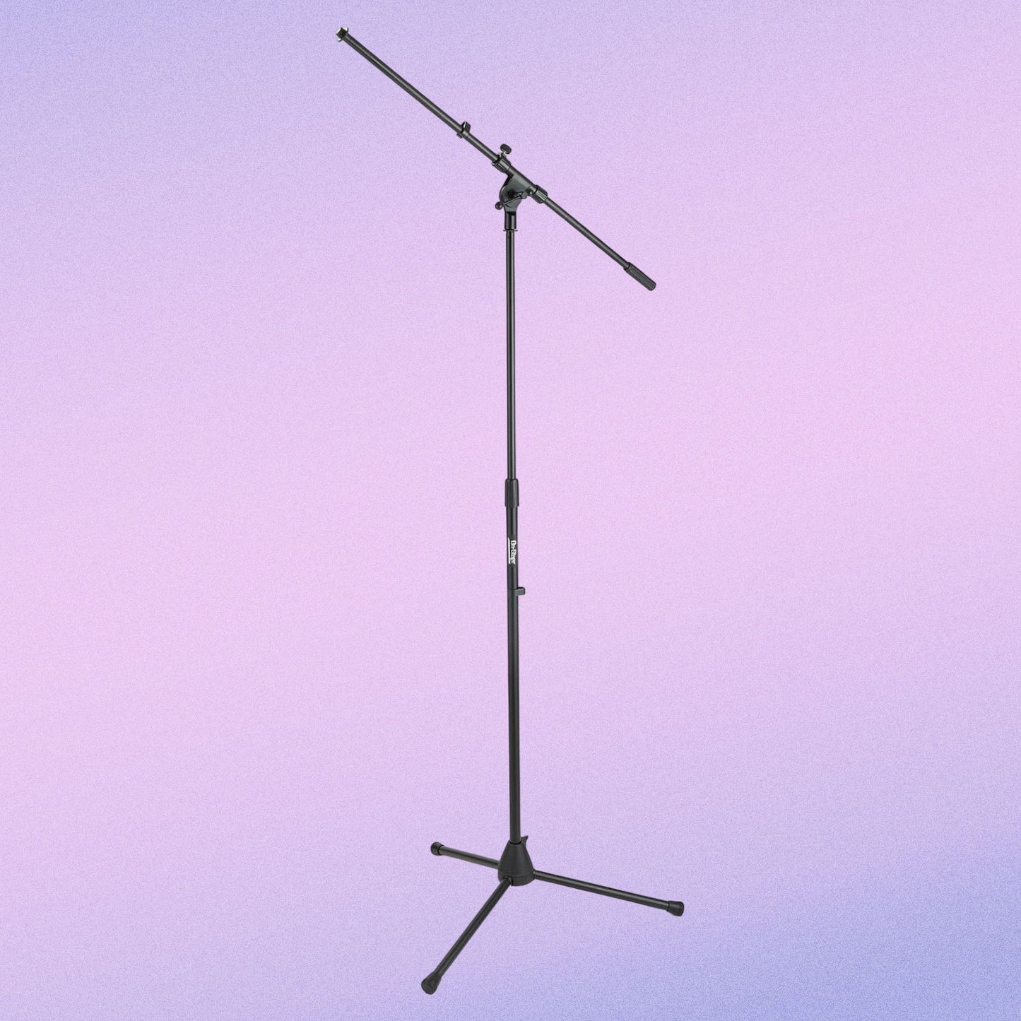 Side view of On-Stage Euro Boom Mic Stand on purple background