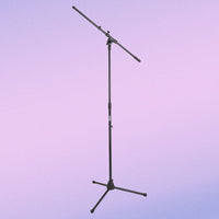 Side view of On-Stage Euro Boom Mic Stand on purple background