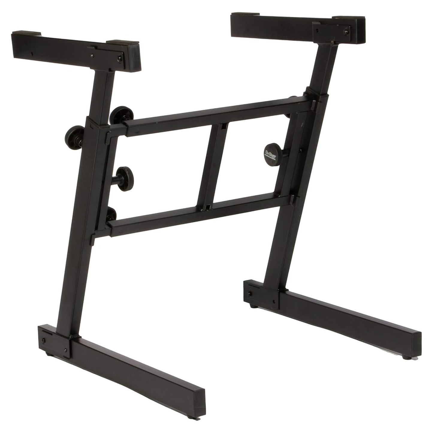 Angled view of On-Stage Folding-Z Keyboard Stand on white background