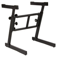 Angled view of On-Stage Folding-Z Keyboard Stand on white background