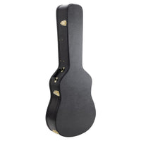 Angled front view of On-Stage Hardshell Acoustic Guitar Case on white background