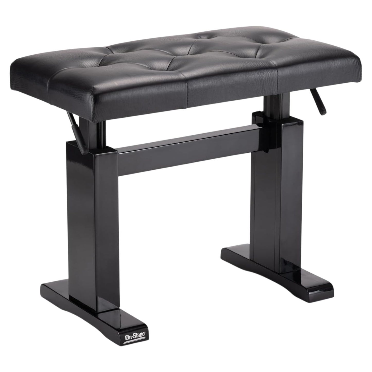 Angled view of On-Stage Height-Adjustable Piano Bench on white background