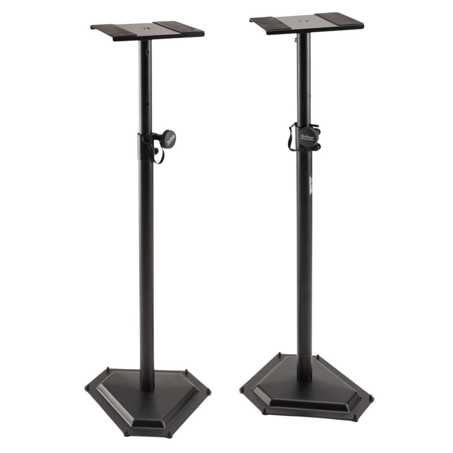 Front view of On-Stage Hex-Base Monitor Stands (Pair) on white background